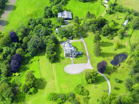 Aerial view of Ballochneck House and its grounds